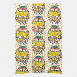Aztec Tribal Modern Owl Illustration Geschirrtuch