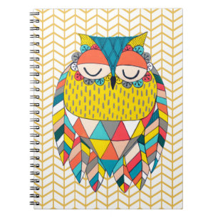 Aztec Tribal Modern Owl Illustration Notebook Notizblock