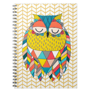Aztec Tribal Modern Owl Illustration Notebook Notizblock