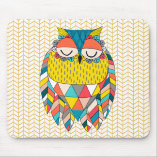 Aztec Tribal Modern Owl Zickzack Mousepad