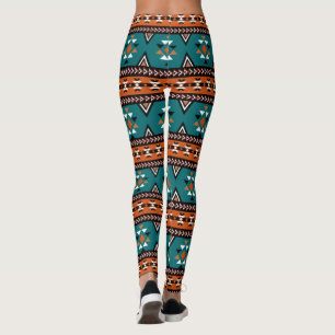 Aztec Tribal Muster Blau Leggings