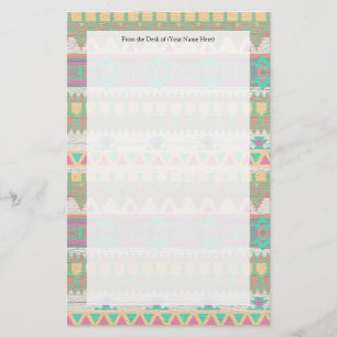 Aztec Tribal Native Pastel Geometric Muster Briefpapier