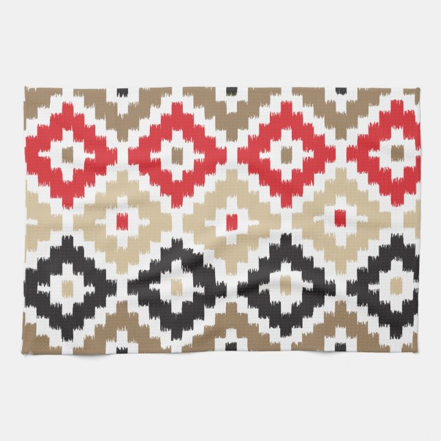 Aztec Tribal Print Ikat Diamond Muster Geschirrtuch (Horizontal)