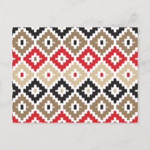 Aztec Tribal Print Ikat Diamond Muster Postkarte
