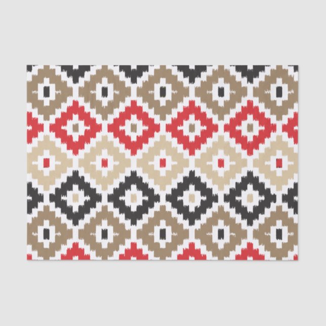 Aztec Tribal Print Ikat Diamond Muster Seidenpapier (Vorderseite)