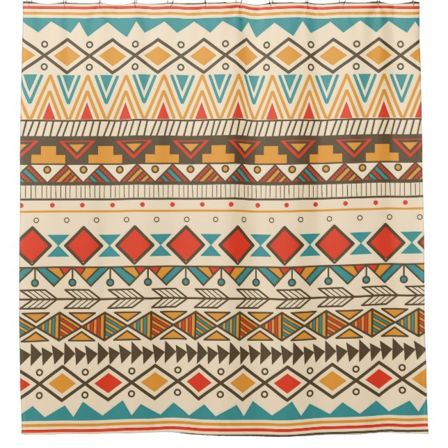 Aztec Tribal Striped Vintag Illustration Duschvorhang (Vorderseite)