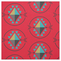 Aztec Tribal Symbol Red Pattern Fabric