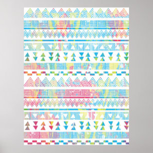 Aztec tribal vibrant abstract watercolors splatter poster