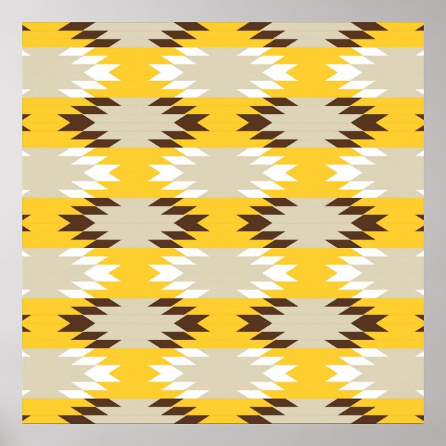 Aztec Tribal Yellow Brown Indianerdesigns Poster (Vorne)