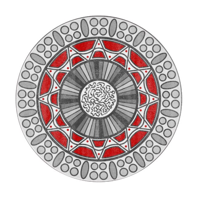 Aztec trifft Alien Glass Cutting Board Schneidebrett (Vorderseite)