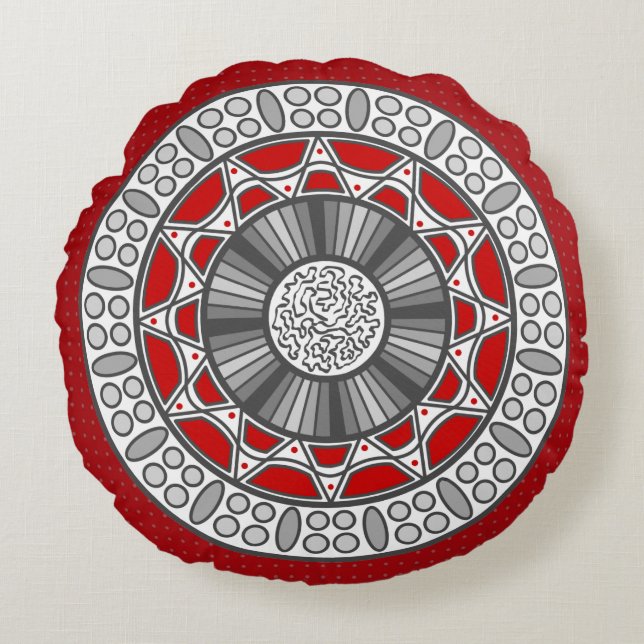 Aztec trifft Alien Round Pillow Rundes Kissen (Vorderseite)