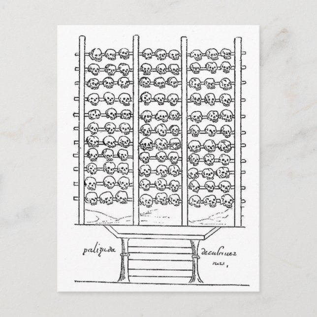 Aztec Tzompantli Skull Rack Codex Duran Postkarte (Vorderseite)