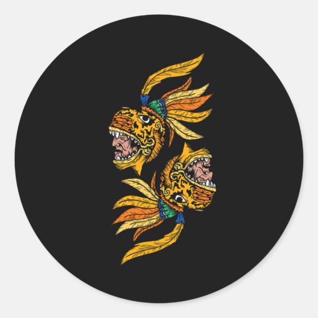 Aztec Warior Jaguar Maya Inca Culture Civilization Runder Aufkleber (Vorderseite)