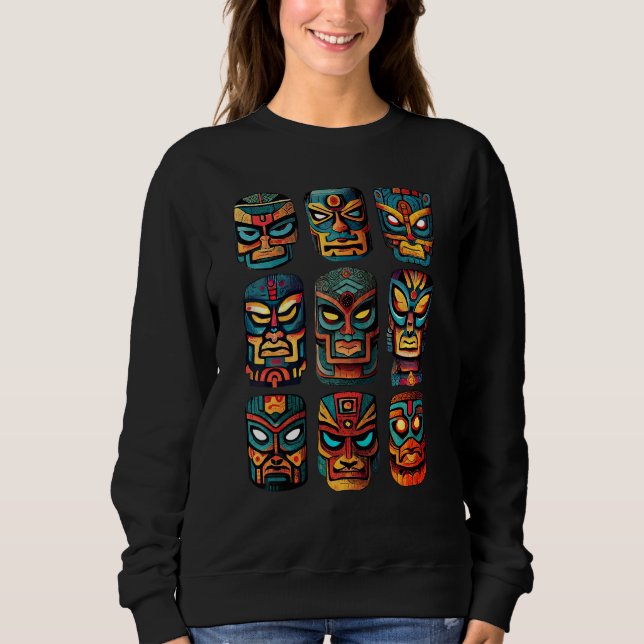 Aztec Warrior Lucha Libre Mask Sweatshirt (Vorderseite)
