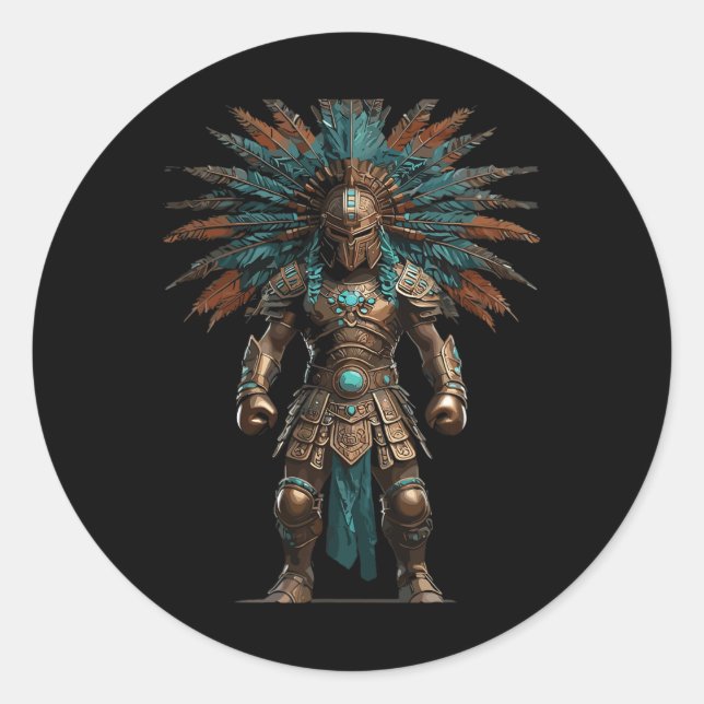 Aztec Warrior Mexican Boxing Pride Runder Aufkleber (Vorderseite)