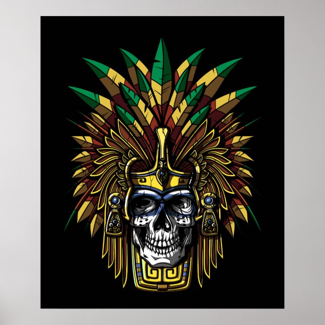Aztec Warrior Skull Indianermaske Poster (Vorne)