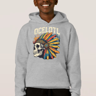 Aztec Warrior Skull mit farbenfrohen Feather Headd Hoodie