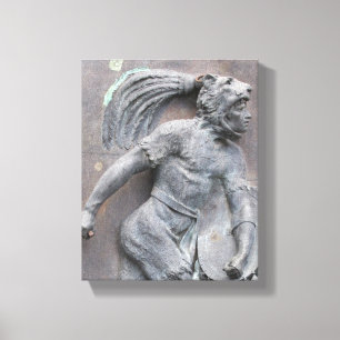 Aztec Warrior Stone Carving Leinwanddruck