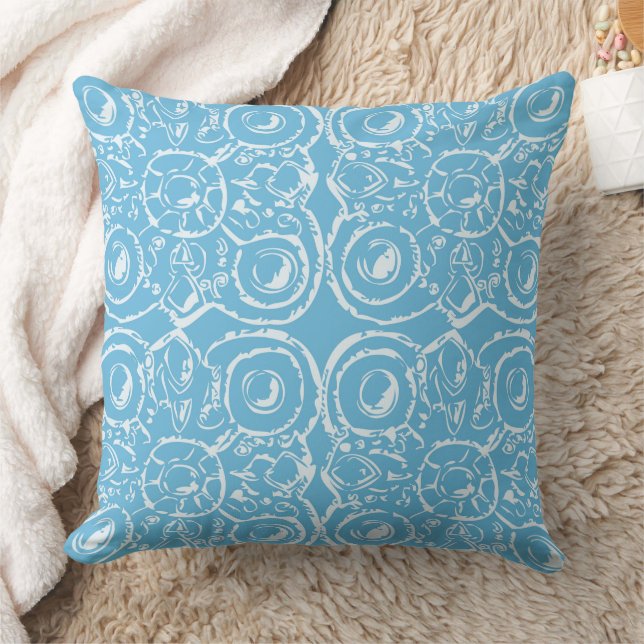 Aztec White Blue Muster Kissen (Decke)