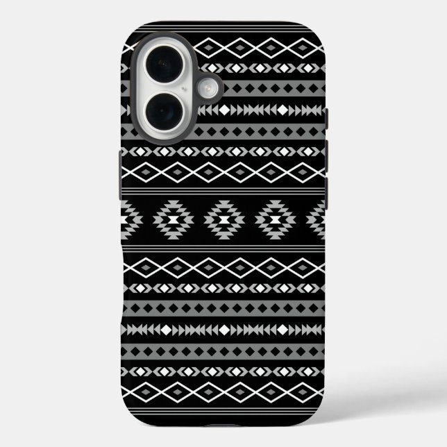 Aztec White Gray Black Mixed Motifs Muster Case-Mate iPhone Hülle (Rückseite)