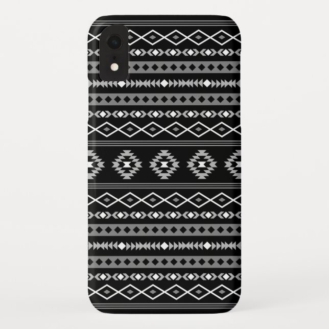 Aztec White Gray Black Mixed Motifs Muster Case-Mate iPhone Hülle (Rückseite)