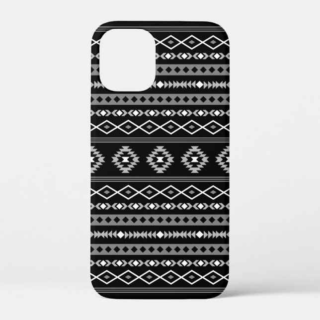 Aztec White Gray Black Mixed Motifs Muster Case-Mate iPhone Hülle (Rückseite)
