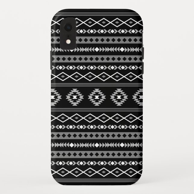 Aztec White Gray Black Mixed Motifs Muster Case-Mate iPhone Hülle (Rückseite)
