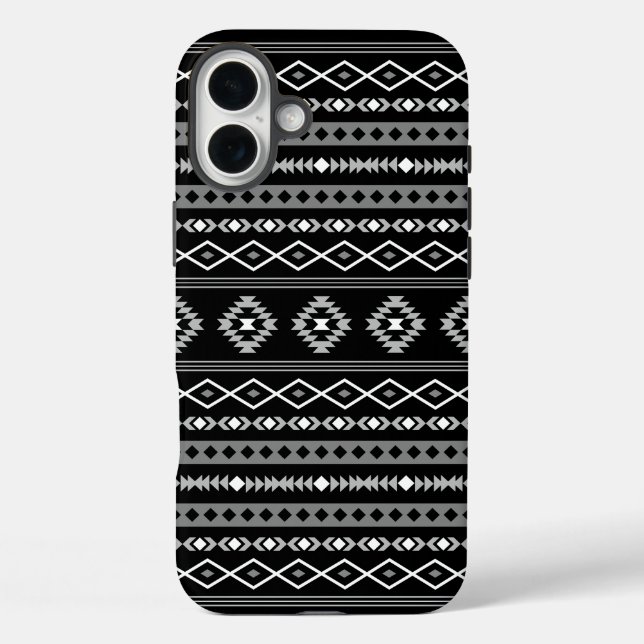 Aztec White Gray Black Mixed Motifs Muster Case-Mate iPhone Hülle (Rückseite)