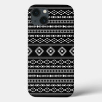 Aztec White Gray Black Mixed Motifs Muster