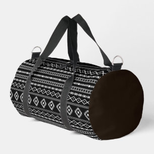 Aztec White Gray Black Mixed Motifs Muster Duffle Bag
