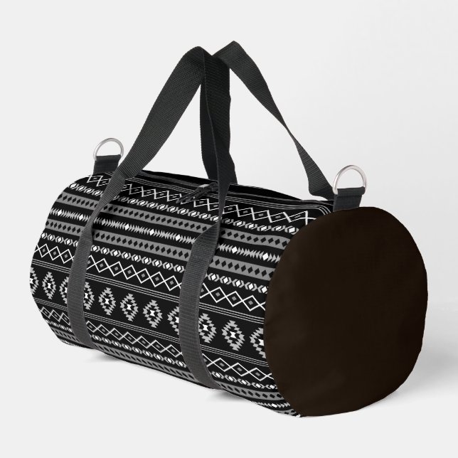Aztec White Gray Black Mixed Motifs Muster Duffle Bag (Linke Seite)