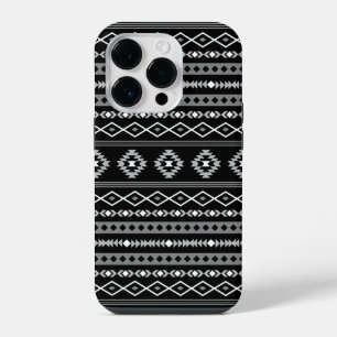 Aztec White Gray Black Mixed Motifs Muster iPhone 14 Pro Hülle