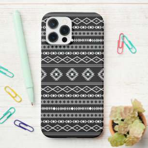 Aztec White Gray Black Mixed Motifs Muster iPhone 12 Pro Max Hülle