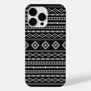 Aztec White Gray Black Mixed Motifs Muster iPhone 14 Pro Max Hülle