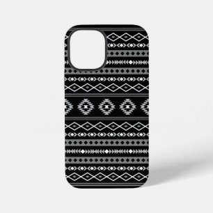 Aztec White Gray Black Mixed Motifs Muster iPhone 12 Mini Hülle