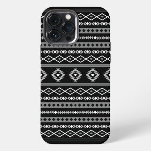 Aztec White Gray Black Mixed Motifs Muster iPhone 13 Pro Max Hülle