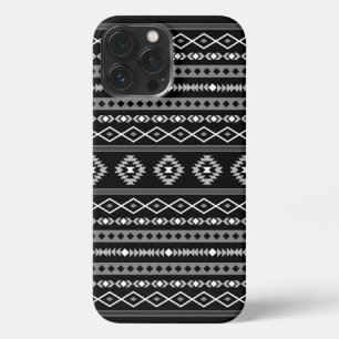 Aztec White Gray Black Mixed Motifs Muster iPhone 13 Pro Max Hülle