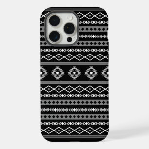 Aztec White Gray Black Mixed Motifs Muster iPhone 15 Pro Max Hülle