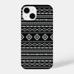 Aztec White Gray Black Mixed Motifs Muster iPhone 14 Hülle