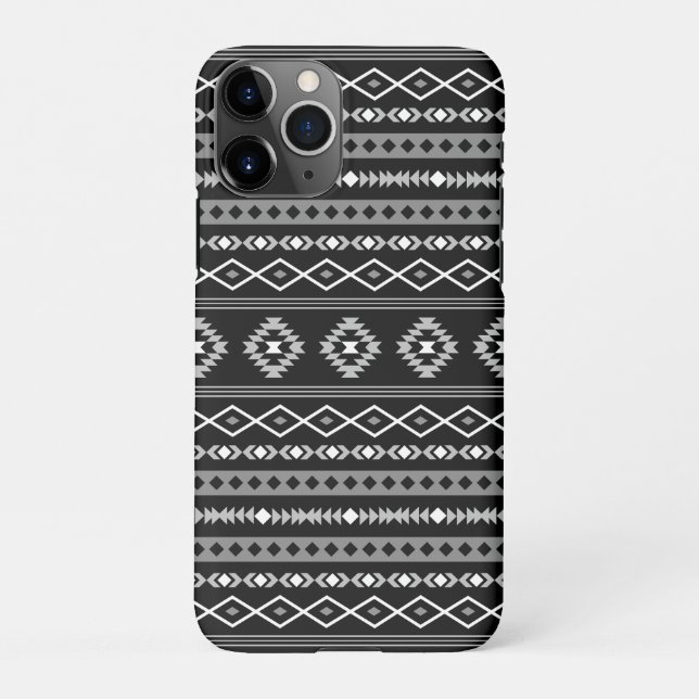 Aztec White Gray Black Mixed Motifs Muster iPhone Hülle (Rückseite)