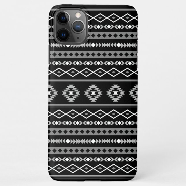 Aztec White Gray Black Mixed Motifs Muster iPhone Hülle (Rückseite)