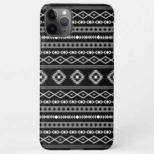 Aztec White Gray Black Mixed Motifs Muster iPhone 11Pro Max Hülle
