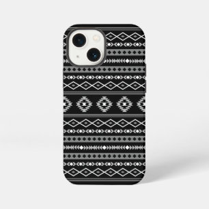 Aztec White Gray Black Mixed Motifs Muster iPhone 13 Mini Hülle