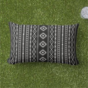 Aztec White Gray Black Mixed Motifs Muster Kissen Für Draußen