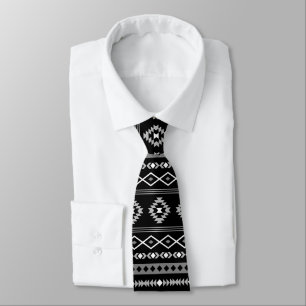 Aztec White Gray Black Mixed Motifs Muster Krawatte