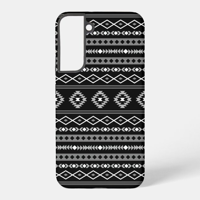 Aztec White Gray Black Mixed Motifs Muster Samsung Galaxy Hülle (Rückseite)