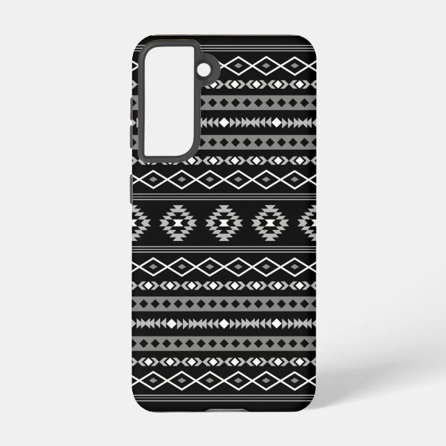 Aztec White Gray Black Mixed Motifs Muster Samsung Galaxy Hülle (Rückseite)