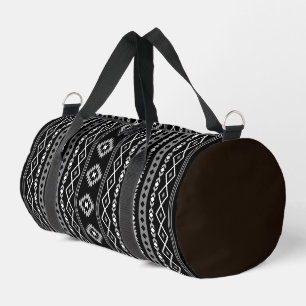 Aztec White Gray Black Mixed Motifs V Muster Duffle Bag