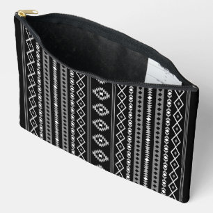 Aztec White Gray Black Mixed Motifs V Muster Zubehörtasche