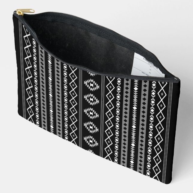 Aztec White Gray Black Mixed Motifs V Muster Zubehörtasche (Offen)